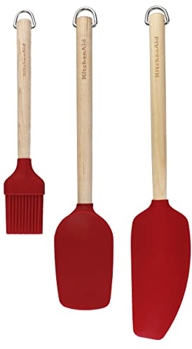 Kitchen Craft - Set da forno in legno di betulla, 3 pezzi, include pennello per pasticceria, spatola per cucchiaio e spatola per mixer, KQR751OHE