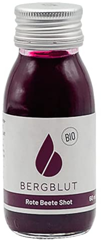 Bergblut Bio Bergshot Rote Beete 1er Pack (1 x 60 ml) Gemüse- Fruchtsaft Shot ganz ohne Aromen und Konservierungsstoffen in To-Go-Flasche mit natürlicher Süße