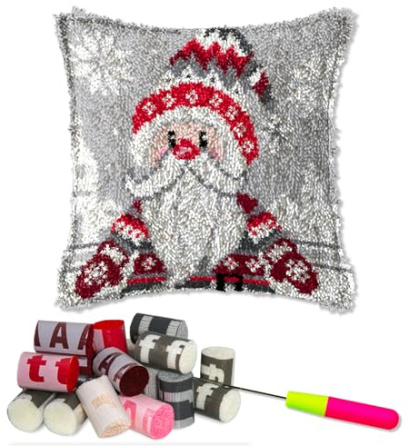 DL-YTG Latch Hook Kits Pillow Red Dwarf Crochet Yarn Cushion Colour Pre-Printed Canvas Rug Needlework DIY Pillowcase Hook and Latch Kit Christmas Home Arts Crafts Sofa Decoration 42x42cm/16X16inch