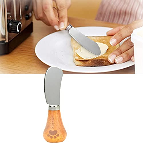 TARINO 2022 New Cute Standing Butter Knife, 420 Stainless Steel Cheese Spreader, Mini Cream Cheese Spreader Knives, Bear Paws Painted Wooded Handle, for Sandwich Bread Toast (1pcs)