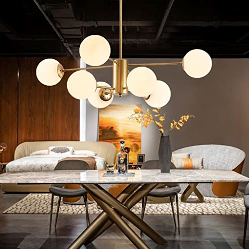 ENXING Hängelampe Großes Wohnzimmer Kronleuchter E27 Moderne Eisenlampe Sphärische Pendelleuchte Schlafzimmer Esszimmerlampe Glas Lampenschirm Molekulare Beleuchtung Bar Café Deckenleuchte