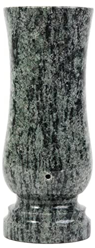 KOKA Vase Funéraire en Granit Vert Olive - Décoration Funéraire - Pierre Naturelle pour Cimetière