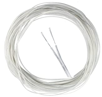 Prometeo Electronics [Matassa 10mt ] Cavo piattina trasparente argento costa stretta in rame 2x0,50mm - fai da te - lumi lampadari guaina in silicone