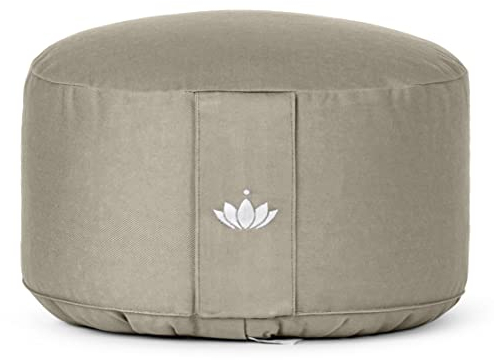 Lotuscrafts® Meditationskissen, Extra-hoch mit 20 cm Sitzhöhe, Yoga Kissen mit Dinkelfüllung, Yogakissen Rund, Bodenkissen Rund, Yogakissen Meditationskissen, Bezug waschbar, GOTS Zertifiziert