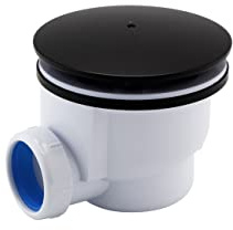 Sandy Beach Premium Black Shower Waste, 90mm Tray Trap Waste