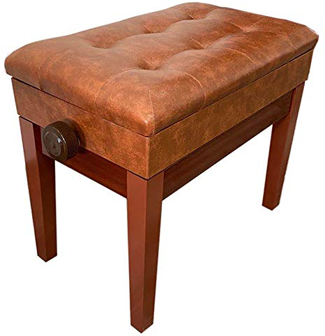Klavierhocker, Klavierhocker für Kinder mit Stauraum, einzelner Klavierhocker, höhenverstellbar, Klavierbank, PU-Kissen, Aufbewahrungsfunktion, wasserdichte Aufbewahrungsfunktion, 48–56 cm (braun)