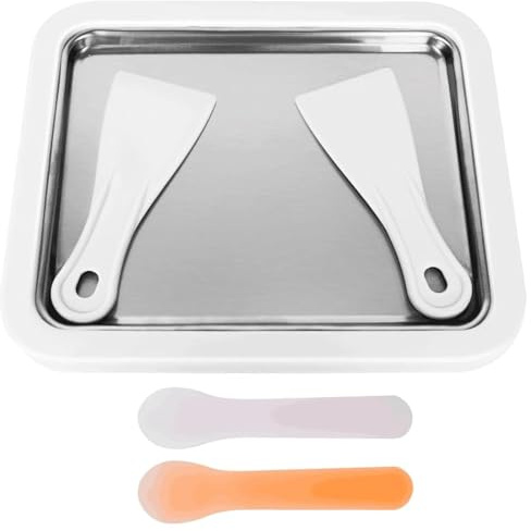 DUELLING DOLLS Rolled Ice Cream Maker - Pan and Spatulas Kit for Frozen Yoghurt, Gelato, Sorbet, Soft Serve, Slushy, Granita - with Color Changing Spoons