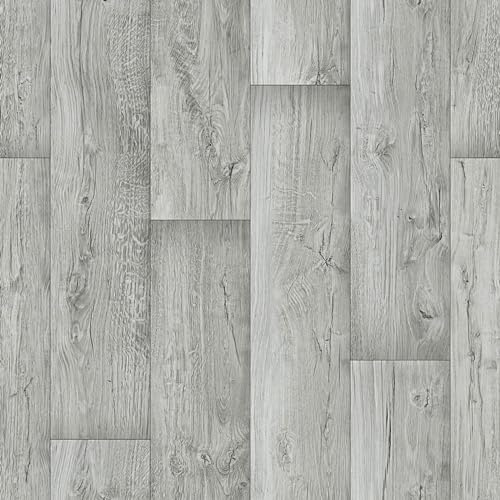 Grey Wood Plank Effect Vinyl Flooring Bathroom Kitchen Floor Senegal 533 (3.5m x 3m)