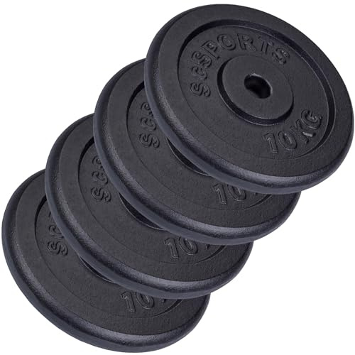 ScSPORTS® Hantelscheiben 30mm Set 2–120 kg aus Gusseisen, Gewichtsscheiben | Für Langhantel, Kurzhantel und SZ-Stange, Hantelscheibe für Krafttraining, Gewichte für Zuhause, Home Gym & Muskelaufbau
