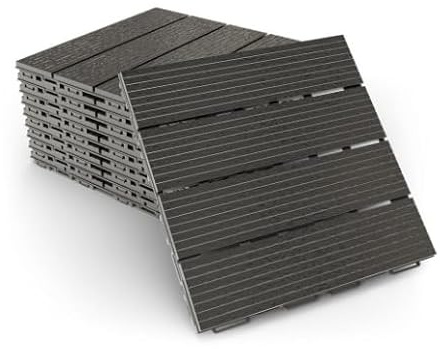 Composite Decking Tiles | Patio, Balcony, Concrete, Hot Tub Deck Tiles | 30x30cm Square Connect Flooring | Easy Installation | Low Maintenance | Great Drainage I (Tile Edge 1pcs)