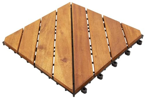 Swpsd Decking Tiles Decking Boards Flooring Deck for Patios, Balcony, Bathrooms, or Pool or Spa Area 30 pcs Brown 30x30 cm Solid Wood Acacia