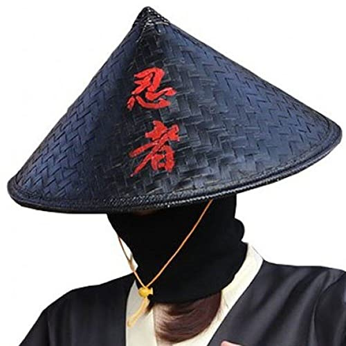 Tsffae Handgefertigter Web-Strohhut, Schwarzer Bambushut, Chinesischer Stil, Samurai-Kopfbedeckung, Requisite, Chinesischer Strohhut, Schattenkappen, Rattan-Hut