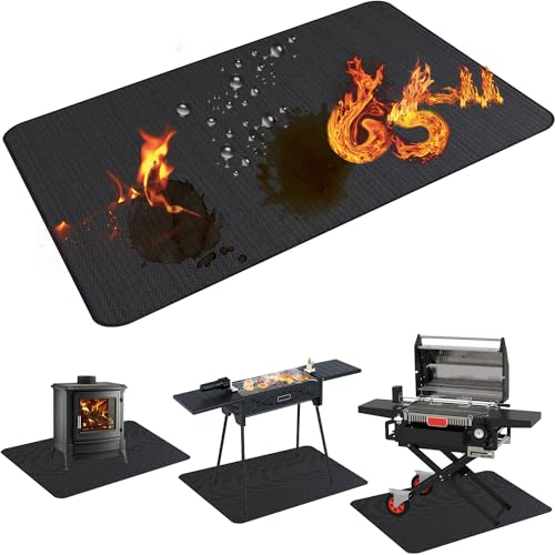 Demiwise Grillmatten für den Außenbereich, 165 x 122 cm, passend für die meisten Grills, Smoker, Grillplatten und Holzkohle, Flache Oberseite, Deck- und Terrassenschutz