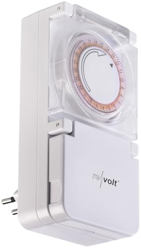 revolt Strom Zeitschaltuhr: Mechanischer 24-Std.-Timer für Steckdose Typ J, bis 2.300 Watt, IP44 (Zeitschaltuhr Steckdose Outdoor, Strom Schaltuhr)