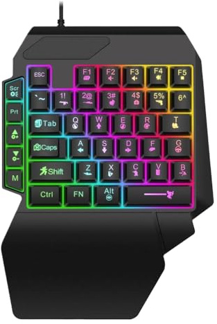 DIWUCXCA Ultra Slim One Handed USB -Tastatur mit 35 Hintergrundbeleuchtung für Laptop -Desktop -PC und Smartphone -Kompatibilität
