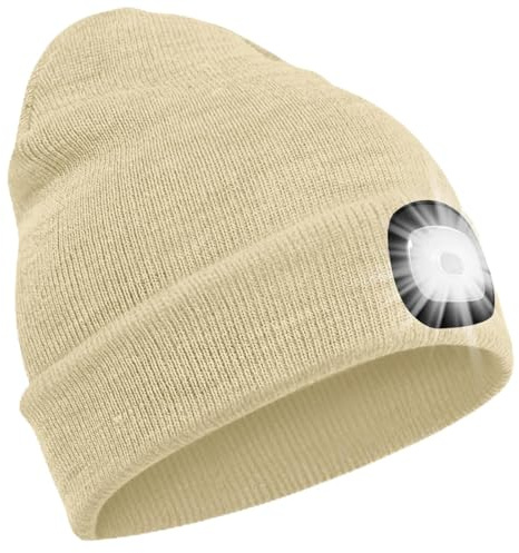 SPGOOD LED Mütze mit wiederaufladbarem Licht, Geschenk für Wintersport | 3 Helligkeitsstufen,abnehmbares LED-Licht,waschbarer Mütze,kreatives Weihnachtsgeschenke für Damen,Herren,Papa,Mama,Freundin