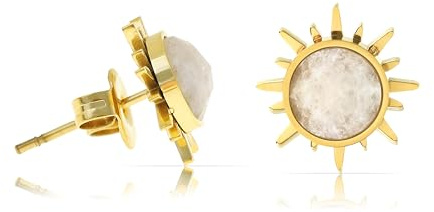 Made by Nami Set Sonne Ohrstecker Gold mit Edelstein aus Chirurgischem Edelstahl Boho Ohrringe Gold Stecker Hypoallergen & Wasserfest Sommer Schmuck