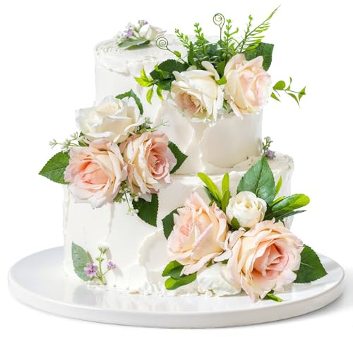 3Pcs Flower Cake Topper Set, Boho Cake Decorations, Rose Artificial Cake Decoration, Wedding, Birthday, Cake Decorating Toppers for Wedding Party Home Decor