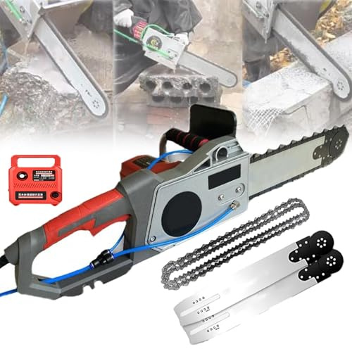 Electric Concrete Chainsaw, 5800W/6500W Concrete Cutting Chain, Diamond Concretes Cutting Chain, 13In/18In Brick Cuttings Machine, Wall Chaser, with 2 Chains/2 Guide Bar, for Cutting Concretes (35cm)