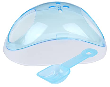 Levemolo Kleintier Sandbadezimmer aus Kunststoff mit Sandschaufel Halbtransparentes Chinchilla Sandbad Haus für Hamster und Kleine Haustiere Tragbar und Kippsicher für Zufällige Farbe