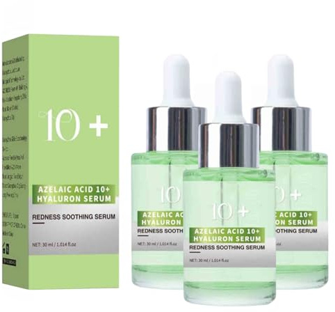 Azelaic Acid 10+ Hyaluron Redness Soothing Serum, Azelainsäure Gesichtsserum Azelaic Acid Serum, Koreanische Hautpflege, Nicht Klebrig, Klare Und Ausgeglichene Haut Für Wohltuende (3PCS)