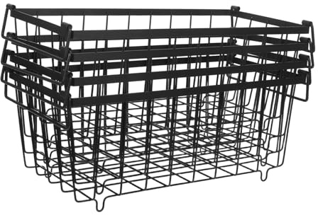 CLISPEED 4 Pezzi Cestini Portaoggetti Per Congelatore Pozzetto Contenitori Organizer Per Congelatore Cestini in Ferro Con Manici Per Alimenti Verdure Frutta Organizzazione Della Cucina