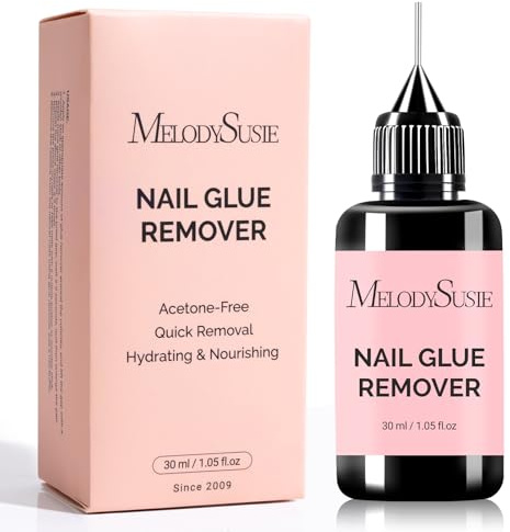 MelodySusie 30ML Nail Glue Remover for Press on Acetone Free | Multi-Functional Remover for Nails Tips Gentle Glue Remover for Gel x Nails for Home Salon