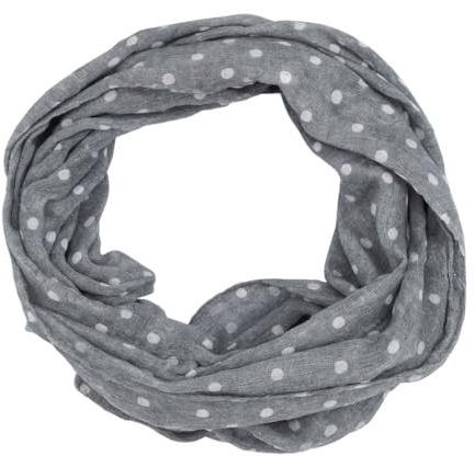 beybey® Damen Loopschal aus 100% Baumwolle – Leichter Rundschal, weich & atmungsaktiv – Viele Farben & Muster (Punkte grau)