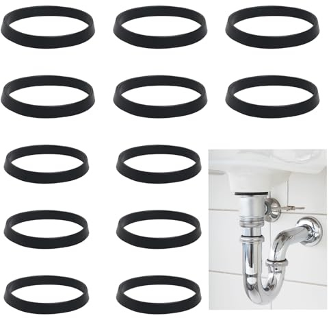12 Stück| Dichtung Waschbecken Ablauf ，Abflussrohrdichtungsring，6×1/4 Zoll (32mm) Gummidichtung Siphon Dichtung，6×1/2 Zoll (40mm) Dichtungen Für Siphon