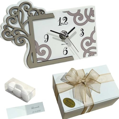 Generico Mi Piace. Bomboniera Albero della Vita con decori. Tutto compreso Come in Foto. Orologio, Scatola, Nastro, Confetti e Biglietto