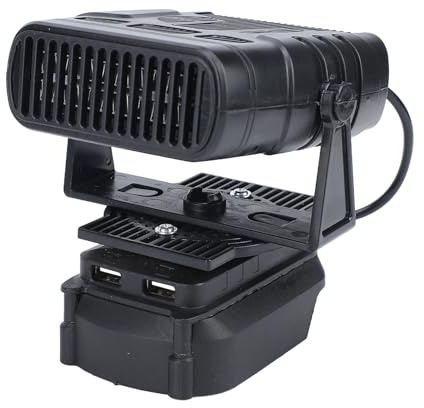 Yanmis Chauffage D'appoint alimenté par Batterie, Désembueur de Chauffage de Voiture Portable 170 W, Ventilateur de Chauffage sans Fil 12 V avec 2 Réglages de Vitesse, Dégivrage pour