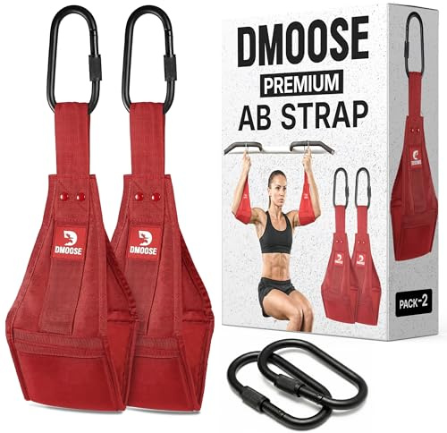 DMoose Fitness Hanging Ab Straps for Pull Up Bar & Core Strength Training-Soft Padded Exercise Straps for Ab Swing & Leg Raises, Hang Bar Strap with 2 Steel Carabiners - Abs Equipment for Home & Gym