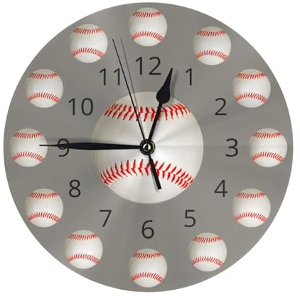 Baseball Atom Orologio Da Parete Orologio Da Muro Circolare Decorativo Orologi A Muro Per Ufficio Camera Soggiorno 25Cm