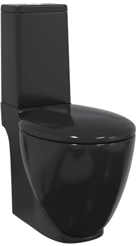 Generico Inodoro de cerámica de baño redondo base con desagüe negro, WC, 3059889