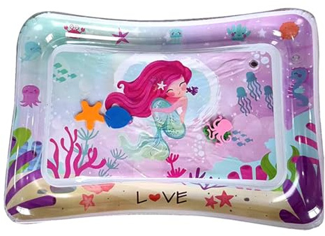 Tummy Time Vattenmatta | Uppblåsbar Sensorisk Lekaktivitetsdyna - 65 Cm Krypkudde För Småbarn, Leksak För Tidig Utveckling Av Motorik, Bärbar PVC-present Till Nyfödda, Blue -design