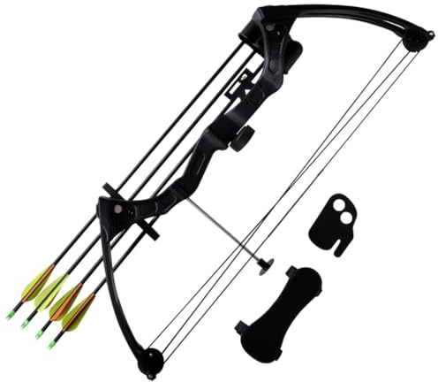 GeenYuu Arc à poulies pour Jeunes avec 4 flèches en Aluminium 25 Pouces, Arc en Nylon léger 27 Pouces 9 kg de tir, Repose-flèche Inclus pour tir Sportif Loisir extérieur précision et entraînement