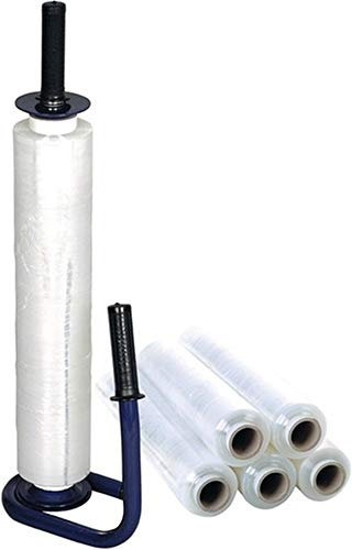 NORDWEST Handel AG Stretchfolienset Stand. L300m x B450mm 20 µm transp. m. 1 Abroller u. 6 Rollen