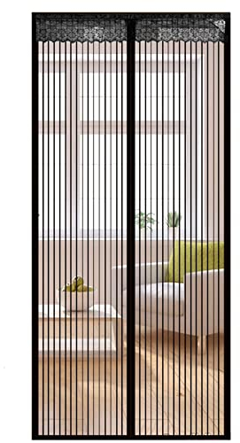 Liveinu Fliegengitter Tür Insektenschutz Magnet Fliegen Gitter Vorhang Fliegenvorhang für Balkontür Wohnzimmer Klettband Fassung Schwarz (Klettband version) 90x240cm