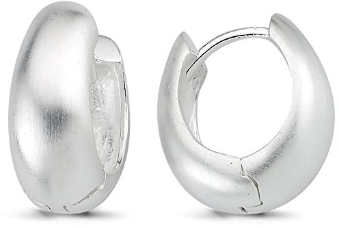 Vinani Klapp-Creolen oval bauchig mattiert Sterling Silber 925 Ohrringe 2CKF