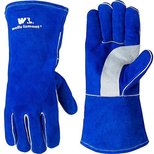 Wells Lamont Men's Welding Gloves, Split Cowhide Leather, Blue, X-Large