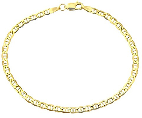 PRINS JEWELS Armband 18 Karat 750 Gold Italienisch Flach Mariner Gelbgold Armkette Breite 3 mm