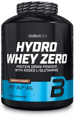 BioTechUSA Hydro Whey Zero | Glutenfri, sockerfri, fettfri | 80% proteininnehåll | Snabbt upptag | Vassleprotein komplex, 1.816 kg, Choklad | Hydrolyserat vassisolat | snabbt absorberbart | Med BCAA & glutamin | Fettfri, sockerfri, glutenfri | 1816 g, choklad