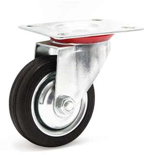 Wiltec Lenkrolle Ø75mm bis 50kg Tragkraft mit Gummirad, ungebremst, leiser Lauf, Transportrolle Möbelrolle Laufrolle Möbel-Lenkrolle