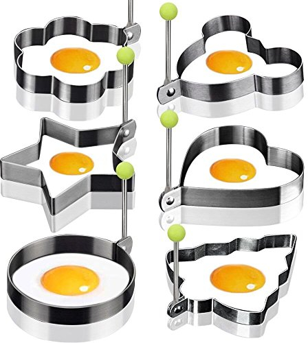 6PCS Fried Egg Cooking Rings Pancake Mould Cookies Maker Baking Shaper Stainless Steel Kitchen Gadget Tool