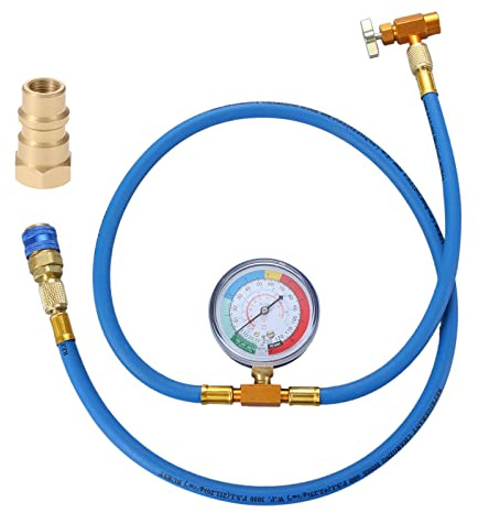SURIEEN 59 R134A Tubo di Ricarica del refrigerante, Kit di Ricarica CA con Calibro, Adattatore rapido a Bassa Pressione R134A e Kit di Ricarica CA Adattatore di conversione da R12 a R134a