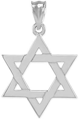 Solid 925 Sterling Silver Traditional Jewish Star of David Charm Pendant (Medium)