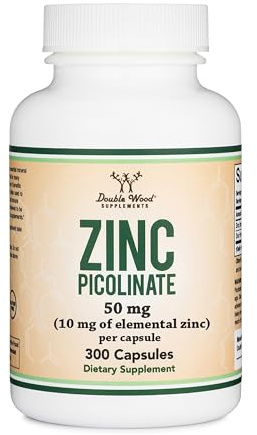 Zinc Picolinate 50mg, 300 Capsules (Immune Support) Non-GMO, Gluten Free (300 Day Supply) by Double Wood Supplements
