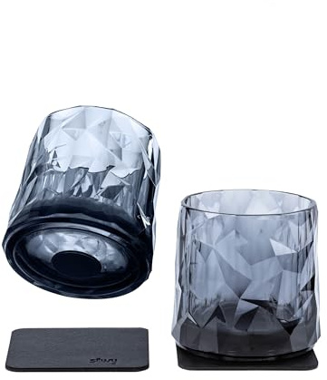 silwy® bicchieri magnetici in plastica high-tech con cuscinetti in gel nano metallici - bicchieri da campeggio antiscivolo, accessori per barche e yacht (Tumbler // Grigio // 0,25 l)