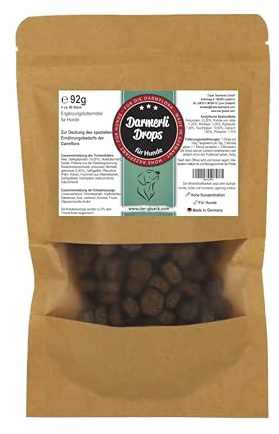 Trade Teamwork Darmerli Drops für Hunde – Leckerlis mit Kräuterextrakten wie Fenchelsamen, Salbei & Löwenzahnkraut, 92 g