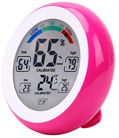 Meichoon Indoor Outdoor Thermometer Hygrometer,Wireless Electronic Temperature Humidity Meter,Round Touch Screen Household Digital LCD Display Thermometer,Weather Station Tester,UD02 Red